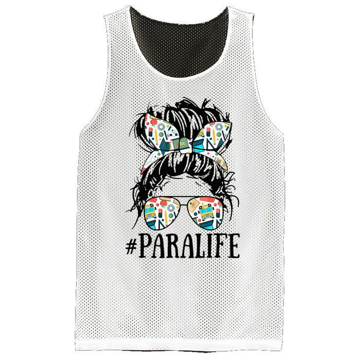 Teacher Messy Bun Paraprofessional Life Mesh Reversible Basketball Jersey Tank