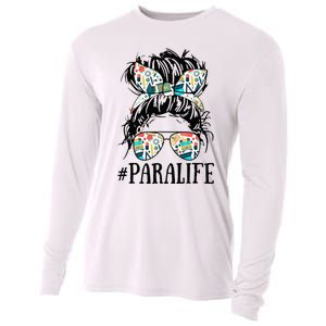 Teacher Messy Bun Paraprofessional Life Cooling Performance Long Sleeve Crew