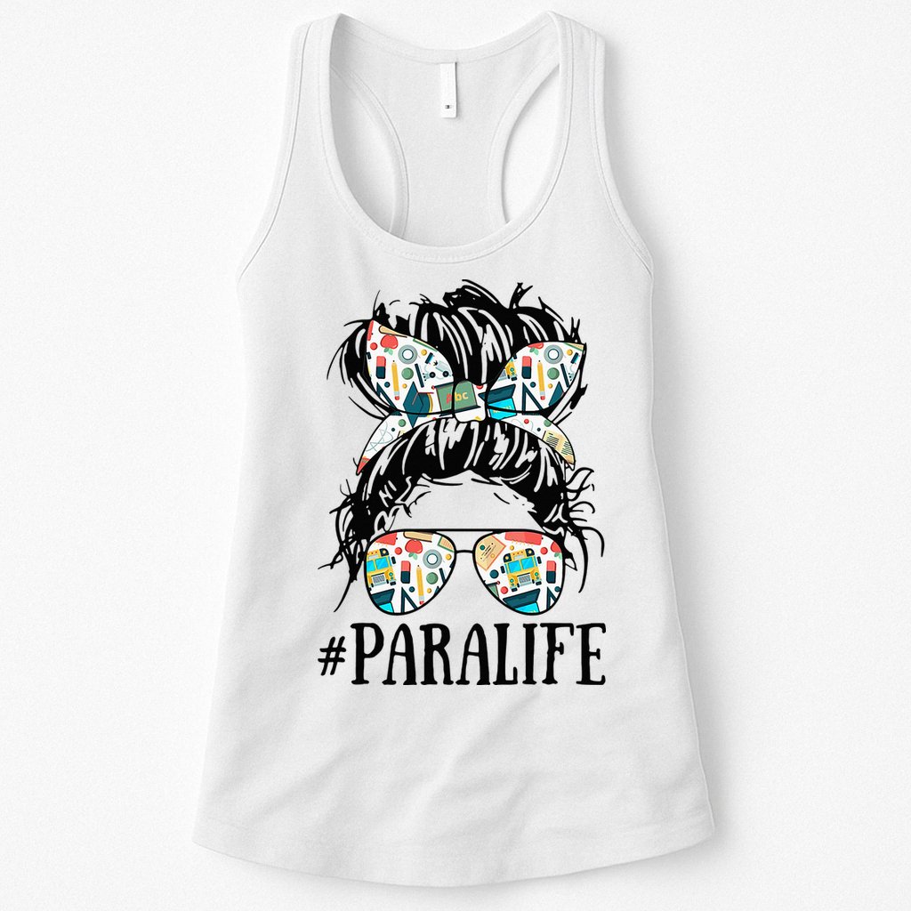 Teacher Messy Bun Paraprofessional Life Womens Tank Top