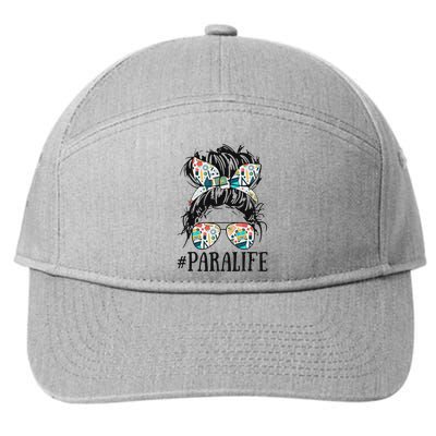 Teacher Messy Bun Paraprofessional Life 7-Panel Snapback Hat