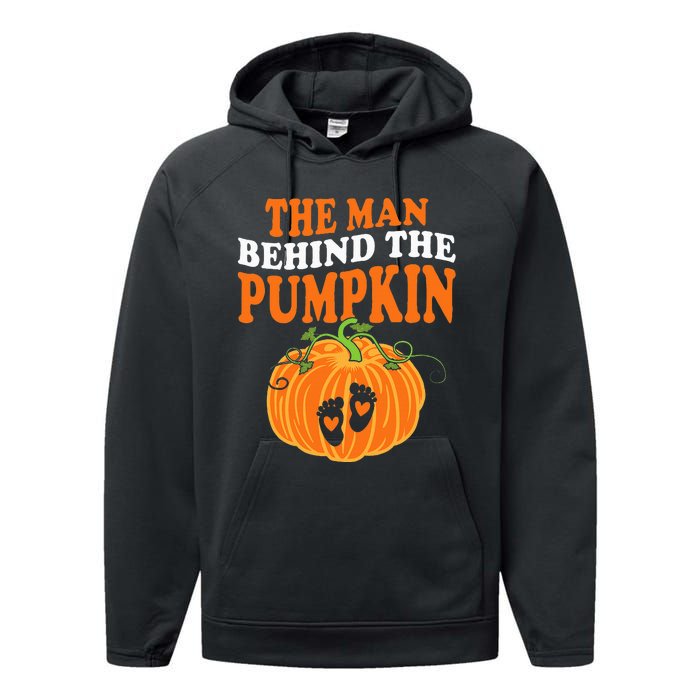 The Man Behind The Pumpkin Dad Halloween Pregnancy Reveal Performance Fleece Hoodie