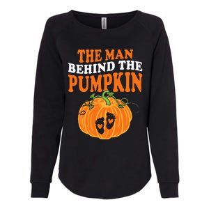 The Man Behind The Pumpkin Dad Halloween Pregnancy Reveal Womens California Wash Sweatshirt