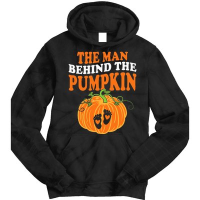 The Man Behind The Pumpkin Dad Halloween Pregnancy Reveal Tie Dye Hoodie