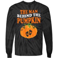 The Man Behind The Pumpkin Dad Halloween Pregnancy Reveal Tie-Dye Long Sleeve Shirt