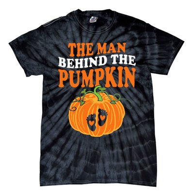 The Man Behind The Pumpkin Dad Halloween Pregnancy Reveal Tie-Dye T-Shirt