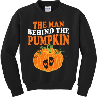 The Man Behind The Pumpkin Dad Halloween Pregnancy Reveal Kids Sweatshirt