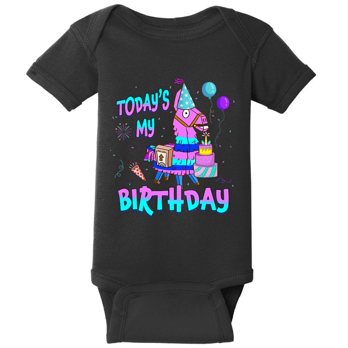 Todays My Birthday Llama Boy Girl Family Party Decorations Baby Bodysuit