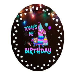 Todays My Birthday Llama Boy Girl Family Party Decorations Ceramic Oval Ornament