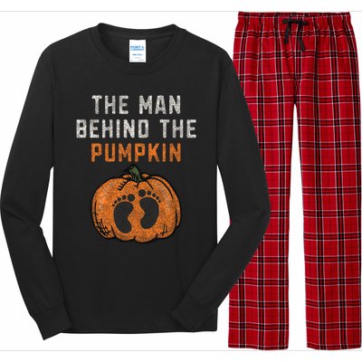 The Man Behind The Pumpkin Dad Halloween Pregnancy Reveal Long Sleeve Pajama Set