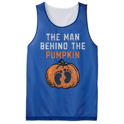 The Man Behind The Pumpkin Dad Halloween Pregnancy Reveal Mesh Reversible Basketball Jersey Tank