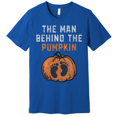 The Man Behind The Pumpkin Dad Halloween Pregnancy Reveal Premium T-Shirt