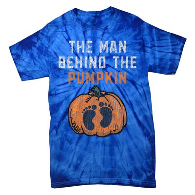 The Man Behind The Pumpkin Dad Halloween Pregnancy Reveal Tie-Dye T-Shirt