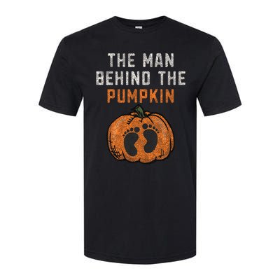 The Man Behind The Pumpkin Dad Halloween Pregnancy Reveal Softstyle CVC T-Shirt