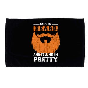 Touch My Beard Funny Bearded Dad Graphic Microfiber Hand Towel