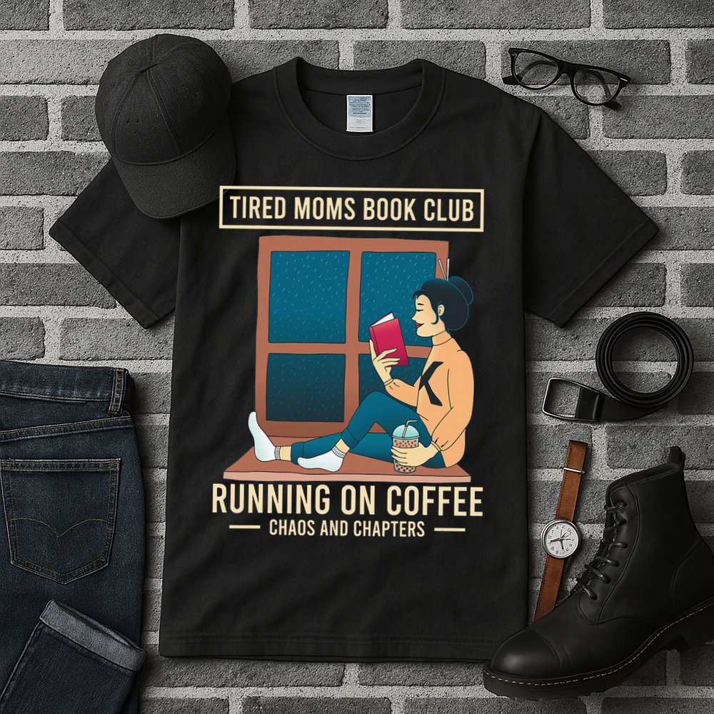 Tired Moms Book Club Coffee Chaos Chapters Funny Tall T-Shirt