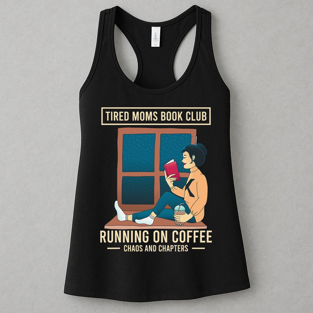 Tired Moms Book Club Coffee Chaos Chapters Funny Womens Tank Top