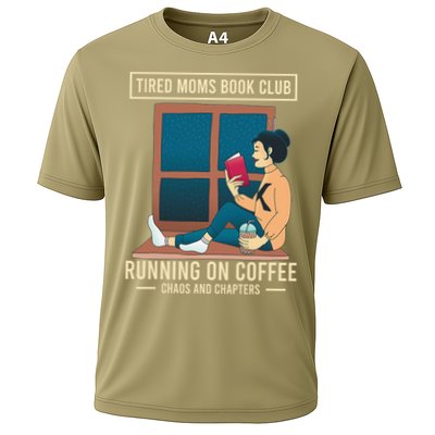 Tired Moms Book Club Coffee Chaos Chapters Funny Cooling Performance Crew T-Shirt