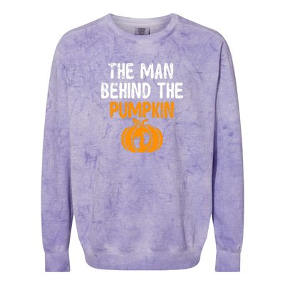 The Man Behind The Pumpkin Pregnancy Halloween Colorblast Crewneck Sweatshirt