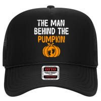 The Man Behind The Pumpkin Pregnancy Halloween High Crown Mesh Back Trucker Hat