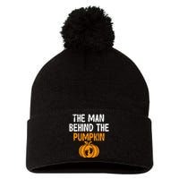 The Man Behind The Pumpkin Pregnancy Halloween Pom Pom 12in Knit Beanie