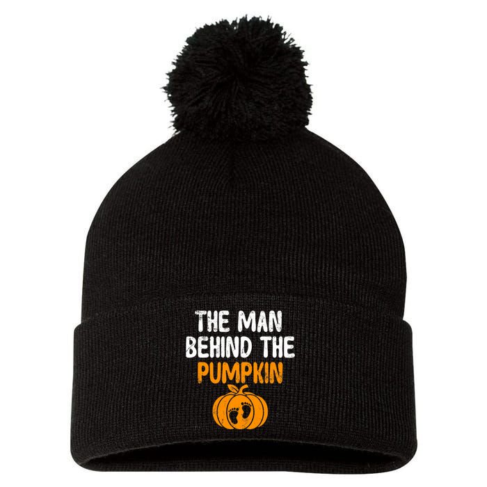 The Man Behind The Pumpkin Pregnancy Halloween Pom Pom 12in Knit Beanie