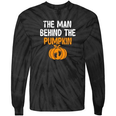 The Man Behind The Pumpkin Pregnancy Halloween Tie-Dye Long Sleeve Shirt