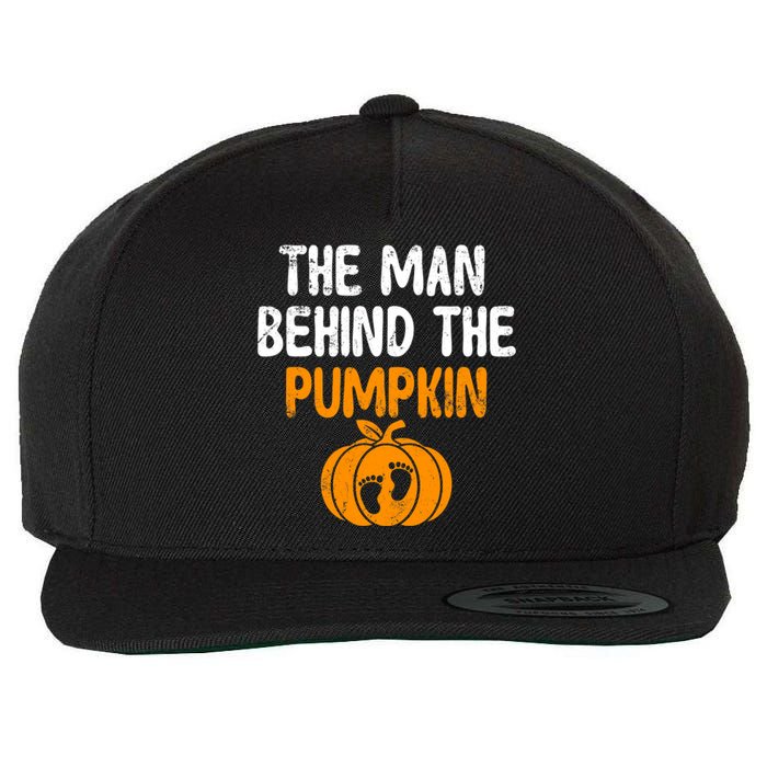 The Man Behind The Pumpkin Pregnancy Halloween Wool Snapback Cap