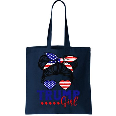 Trump Messy Bun Trump 2024 Election American Flag Tote Bag