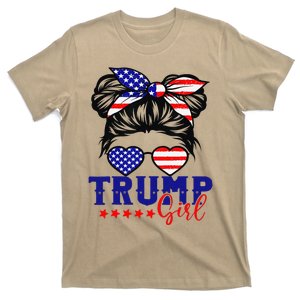 Trump Messy Bun Trump 2024 Election American Flag T-Shirt