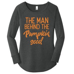 The Man Behind The Pumpkin Seed Halloween Pregnancy Dad Women's Perfect Tri Tunic Long Sleeve Shirt