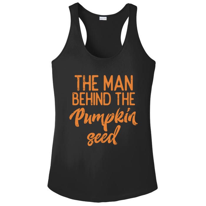 The Man Behind The Pumpkin Seed Halloween Pregnancy Dad Ladies PosiCharge Competitor Racerback Tank