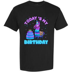 Todays My Birthday Llama Birthday Party Decorations Garment-Dyed Heavyweight T-Shirt