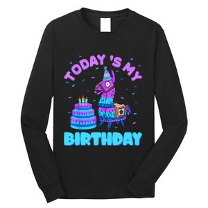 Todays My Birthday Llama Birthday Party Decorations Long Sleeve Shirt