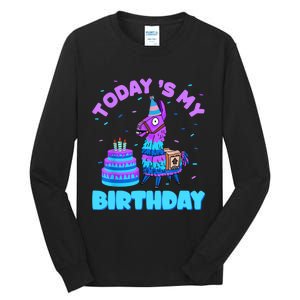 Todays My Birthday Llama Birthday Party Decorations Tall Long Sleeve T-Shirt