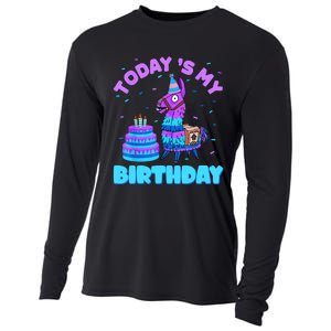 Todays My Birthday Llama Birthday Party Decorations Cooling Performance Long Sleeve Crew