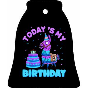 Todays My Birthday Llama Birthday Party Decorations Ceramic Bell Ornament