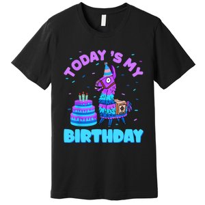 Todays My Birthday Llama Birthday Party Decorations Premium T-Shirt