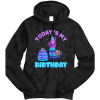 Todays My Birthday Llama Birthday Party Decorations Tie Dye Hoodie