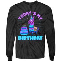 Todays My Birthday Llama Birthday Party Decorations Tie-Dye Long Sleeve Shirt