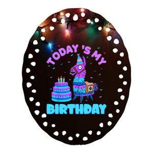 Todays My Birthday Llama Birthday Party Decorations Ceramic Oval Ornament