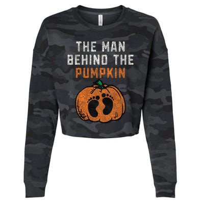 The Man Behind The Pumpkin Dad Halloween Pregnancy Reveal Cropped Pullover Crew