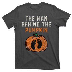 The Man Behind The Pumpkin Dad Halloween Pregnancy Reveal T-Shirt