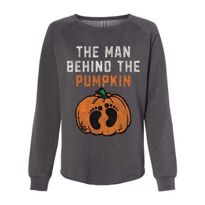 The Man Behind The Pumpkin Dad Halloween Pregnancy Reveal Womens California Wash Sweatshirt