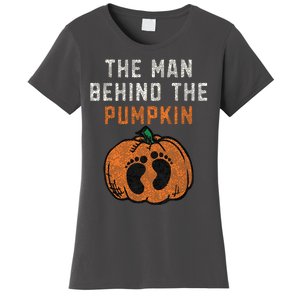 The Man Behind The Pumpkin Dad Halloween Pregnancy Reveal Women's T-Shirt