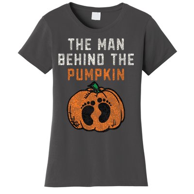 The Man Behind The Pumpkin Dad Halloween Pregnancy Reveal Women's T-Shirt