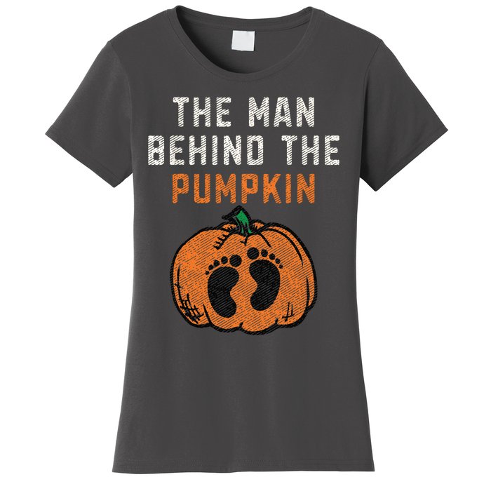 The Man Behind The Pumpkin Dad Halloween Pregnancy Reveal Women's T-Shirt