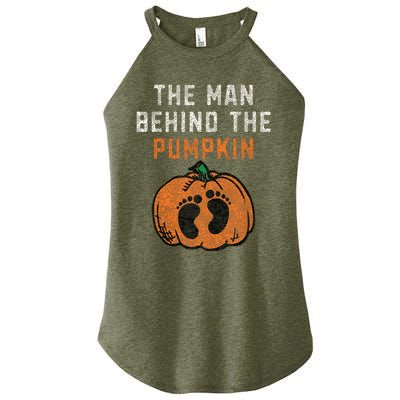 The Man Behind The Pumpkin Dad Halloween Pregnancy Reveal Women's Perfect Tri Rocker Tank