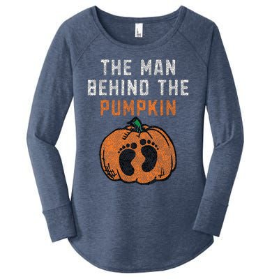 The Man Behind The Pumpkin Dad Halloween Pregnancy Reveal Women's Perfect Tri Tunic Long Sleeve Shirt