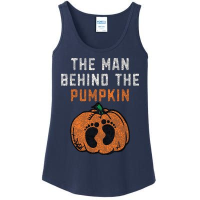 The Man Behind The Pumpkin Dad Halloween Pregnancy Reveal Ladies Essential Tank