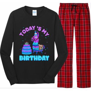 Todays My Birthday Llama Family Party Decorations Long Sleeve Pajama Set